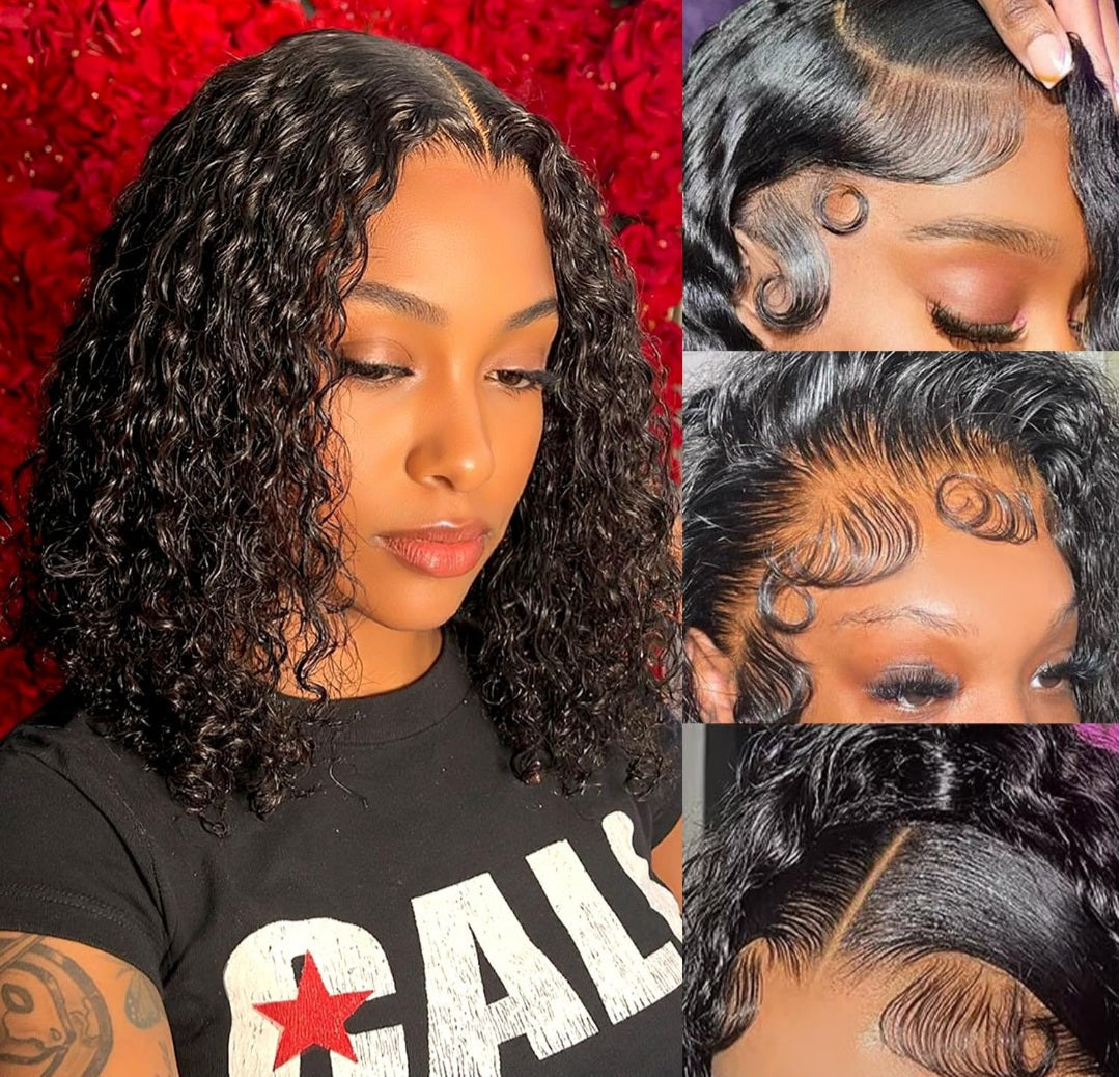 5x5 gluess glueless curly wig human hair