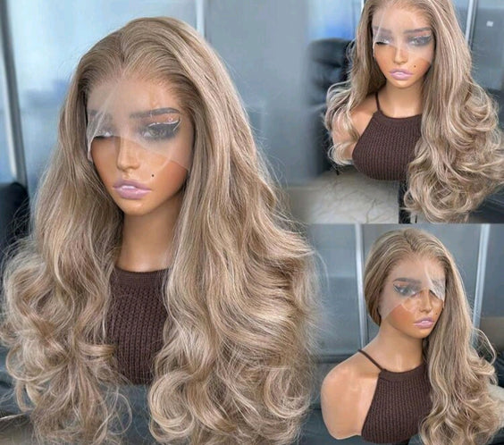 Blonde Highlight Brown Mixed Color Lace Front Wig