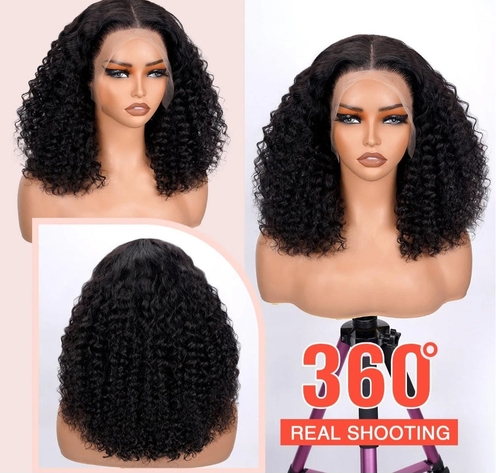 5x5 gluess glueless curly wig human hair