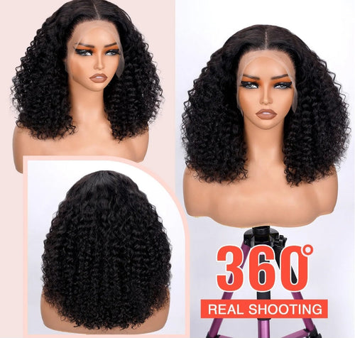 5x5 gluess glueless curly wig human hair